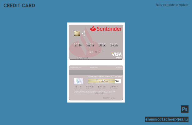 Beispielvorschau der spanischen Banco Santander Visa Debitkarte